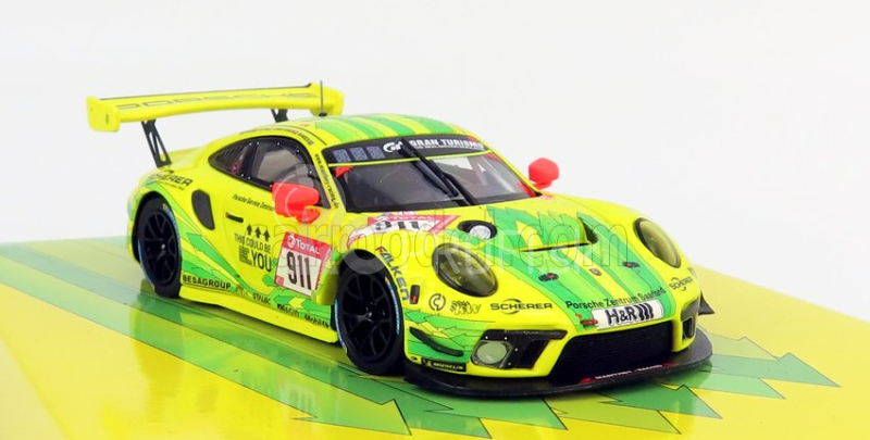 Minichamps Porsche 911 991-2 Gt3 R Team Manthey Racing N 911 2nd 24h Nurburgring 2019 E.bamber - M.christensen - K.estre 1:43 Žltozelená