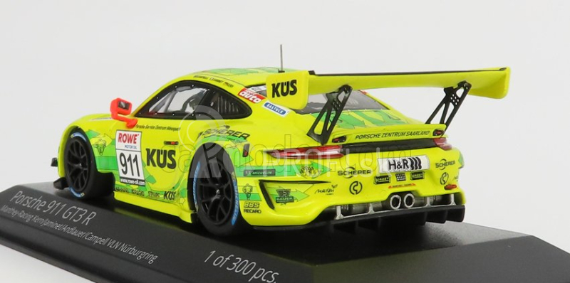 Minichamps Porsche 911 991-2 Gt3 R Team Manthey Racing N 911 Vln 24h Nurburgring 2020 M.campbell - L.kern - M.jaminet - J.anlauer 1:43 Žltozelená