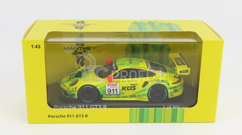 Minichamps Porsche 911 991-2 Gt3 R Team Manthey Racing N 911 Vln 24h Nurburgring 2020 M.campbell - L.kern - M.jaminet - J.anlauer 1:43 Žltozelená