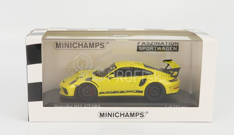 Minichamps Porsche 911 991-2 Gt3 Rs Coupe 2018 - čierne disky 1:43 Racing Yellow