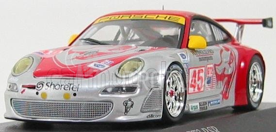 Minichamps Porsche 911 Gt3rsr N 45 12h Sebring 2007 Van-overbeek - Bergmeister - Lieb 1:43 Strieborná červená