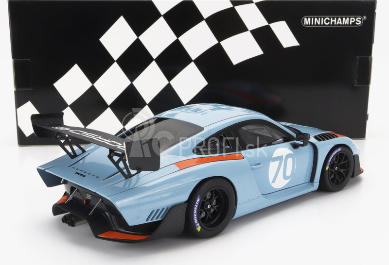 Minichamps Porsche 935/19 N 70 Gulf - Base 911 991-2 Gt2 Rs Coupe 2018 1:18 Svetlo modrá oranžová