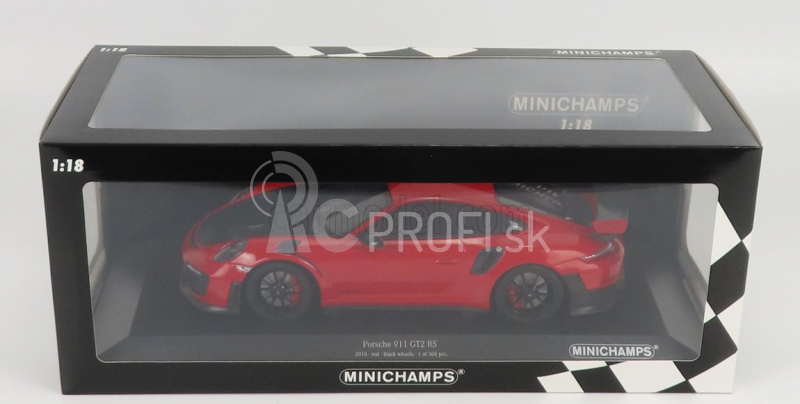 Minichamps Porsche Porsche 911-2 Gt2 Rs Coupe 2018 - čierne kolesá 1:18 červená čierna