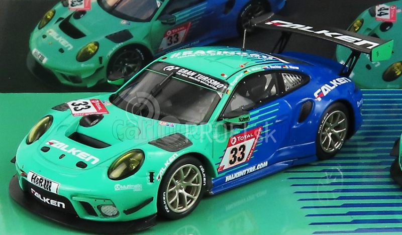 Minichamps Porsche Set 2x 911 991 Gt3 R Team Falken Motorsports N 44 24h Nurburgring 2020 P.dumbreck- M.ragginger - S.muller - K.bachler + N 33 24h Nurburgring 2020 K.bachler - S.muller - C.engelhart - D.werner 1:43 Light Green Blue