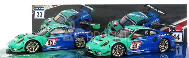 Minichamps Porsche Set 2x 911 991 Gt3 R Team Falken Motorsports N 44 24h Nurburgring 2020 P.dumbreck- M.ragginger - S.muller - K.bachler + N 33 24h Nurburgring 2020 K.bachler - S.muller - C.engelhart - D.werner 1:43 Light Green Blue