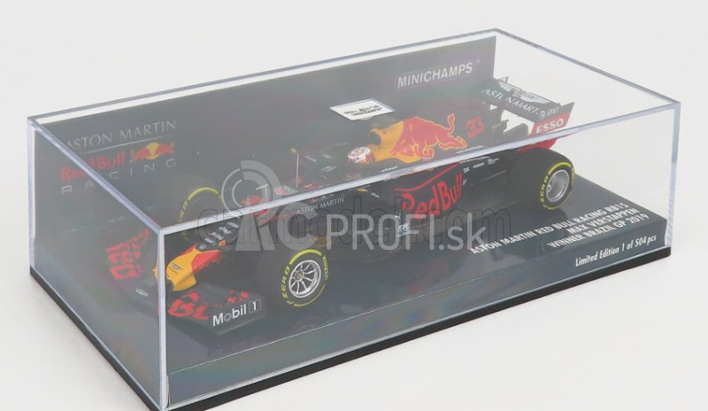 Minichamps Red bull F1 Rb15 Team Aston Martin N 33 Winner Brazilian GP 2019 Max Verstappen 1:43 Matná modrá žltá