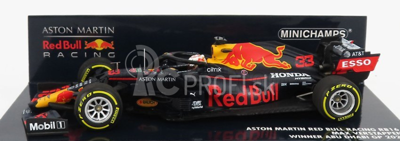 Minichamps Red bull F1 Rb16 Honda Team Aston Martin N 33 Winner Abu Dhabi GP 2020 Max Verstappen 1:43 Matná modrá červená žltá