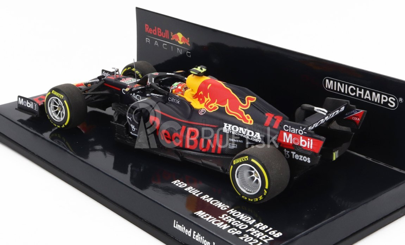 Minichamps Red bull F1 Rb16b Honda Ra620h Team Aston Martin N 11 3rd Mexico Gp 2021 Sergio Perez 1:43 Matná modrá žltá červená