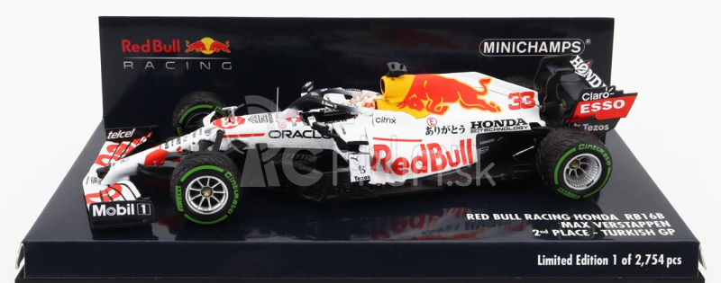 Minichamps Red bull F1 Rb16b Honda Ra620h Team Aston Martin N 33 Majster sveta 2. Turecký Gp 2021 Max Verstappen 1:43 Biela červená