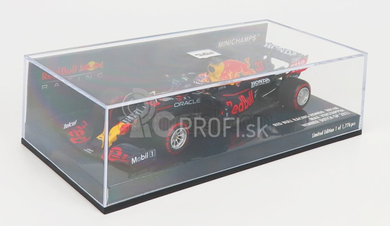 Minichamps Red bull F1 Rb16b Honda Ra620h Team Aston Martin N 33 Víťaz GP Holandska 2021 Max Verstappen 1:43 Matná modrá žltá červená