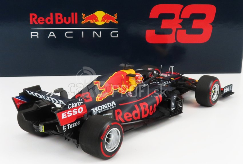 Minichamps Red bull F1 Rb16b Honda Ra620h Team Aston Martin N 33 Víťaz holandského Gp Majster sveta 2021 Max Verstappen 1:18 Matná modrá žltá červená