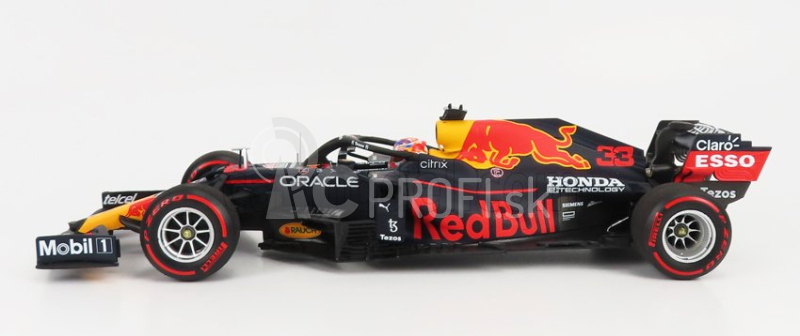 Minichamps Red bull F1 Rb16b Honda Ra620h Team Aston Martin N 33 Víťaz holandského Gp Majster sveta 2021 Max Verstappen 1:18 Matná modrá žltá červená