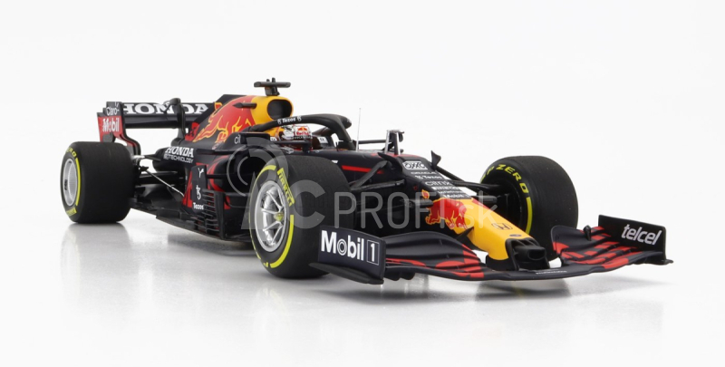 Minichamps Red bull F1 Rb16b Honda Ra620h Team Aston Martin N 33 Víťaz majstrovstiev sveta Mexico Gp 2021 Max Verstappen 1:18 Matná modrá žltá červená