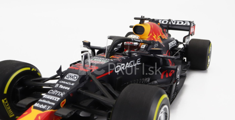 Minichamps Red bull F1 Rb16b Honda Ra620h Team Aston Martin N 33 Víťaz majstrovstiev sveta Mexico Gp 2021 Max Verstappen 1:18 Matná modrá žltá červená