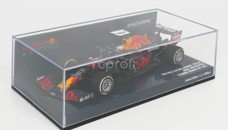 Minichamps Red bull F1 Rb16b Honda Ra620h Team Aston Martin N 33 Winner French GP 2021 Max Verstappen 1:43 Matná modrá žltá červená