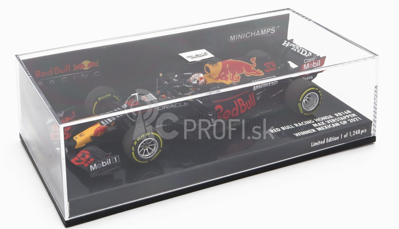 Minichamps Red bull F1 Rb16b Honda Ra620h Team Aston Martin N 33 Winner Mexico Gp Majster sveta 2021 Max Verstappen 1:43 Matná modrá žltá červená