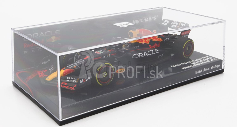 Minichamps Red bull F1 Rb18 Team Oracle Red Bull Racing N 1 Winner Canadian Gp World Champion 2022 Max Verstappen 1:43 Matná modrá žltá červená