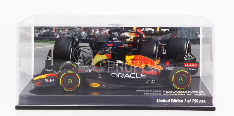 Minichamps Red bull F1 Rb18 Team Oracle Red Bull Racing N 1 Winner Canadian Gp World Champion 2022 Max Verstappen 1:43 Matná modrá žltá červená