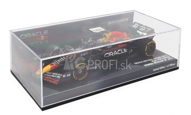 Minichamps Red bull F1 Rb18 Team Oracle Red Bull Racing N 1 Winner Mexico Gp World Champion 2022 Max Verstappen 1:43 Matná modrá žltá červená