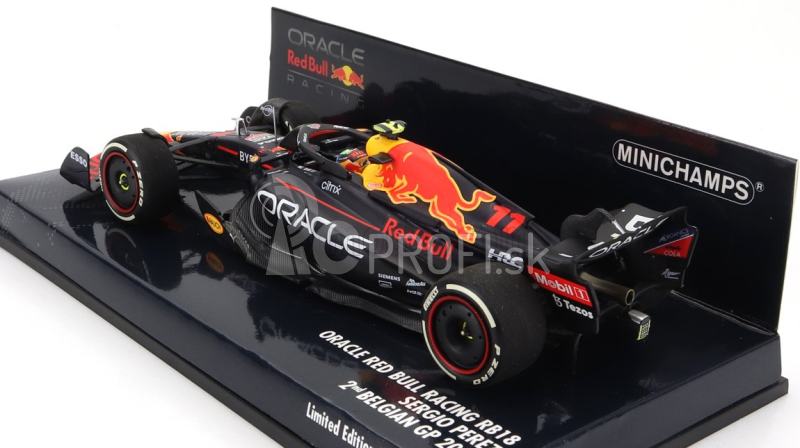 Minichamps Red bull F1 Rb18 Team Oracle Red Bull Racing N 11 2nd Belgium Gp 2022 Sergio Perez 1:43 Matná modrá žltá červená