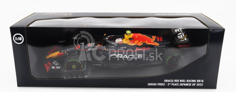 Minichamps Red bull F1 Rb18 Team Oracle Red Bull Racing N 11 2nd Japan Gp 2022 Sergio Perez 1:18 Matná modrá žltá červená