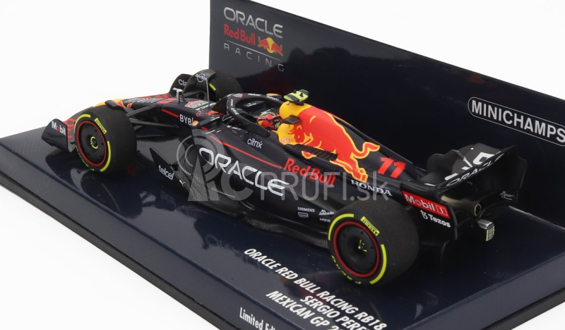 Minichamps Red bull F1 Rb18 Team Oracle Red Bull Racing N 11 3rd Mexico Gp 2022 Sergio Perez 1:43 Matná modrá žltá červená