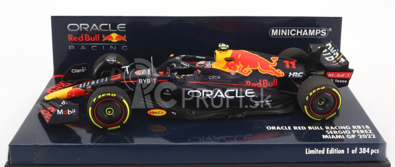 Minichamps Red bull F1 Rb18 Team Oracle Red Bull Racing N 11 4th Miami Gp 2022 Sergio Perez 1:43 Matná modrá žltá červená