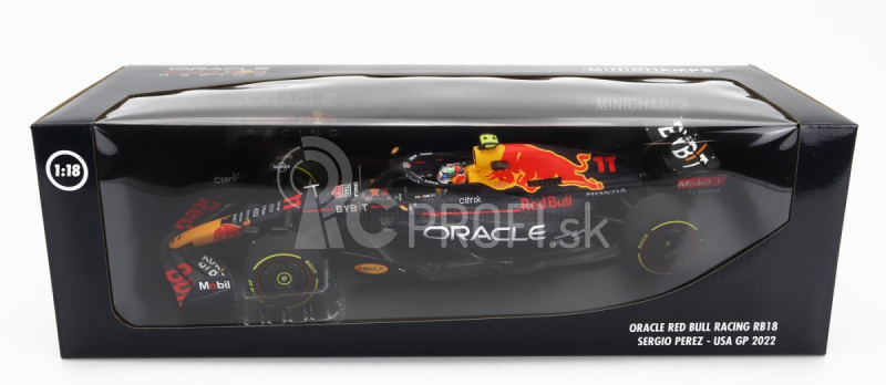 Minichamps Red bull F1 Rb18 Team Oracle Red Bull Racing N 11 Austin Usa Gp 2022 Sergio Perez 1:18 Matná modrá žltá červená