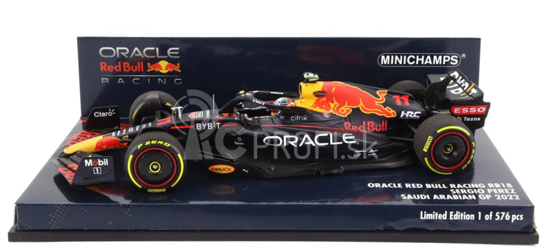 Minichamps Red bull F1 Rb18 Team Oracle Red Bull Racing N 11 Bahrain Gp 2022 Sergio Perez 1:43 Matná modrá žltá červená