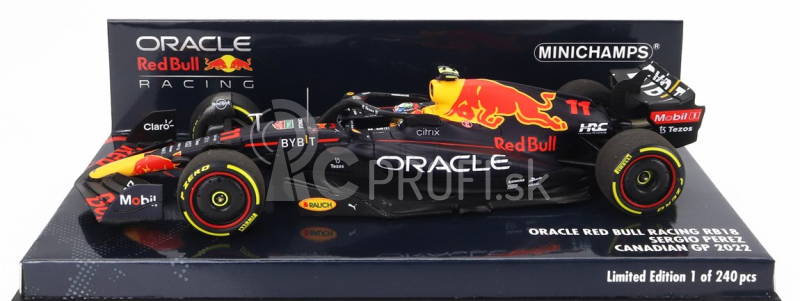 Minichamps Red bull F1 Rb18 Team Oracle Red Bull Racing N 11 Canadian Gp 2022 Sergio Perez 1:43 Matná modrá žltá červená