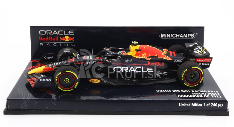 Minichamps Red bull F1 Rb18 Team Oracle Red Bull Racing N 11 Hungarian Gp 2022 Sergio Perez 1:43 Matná modrá žltá červená