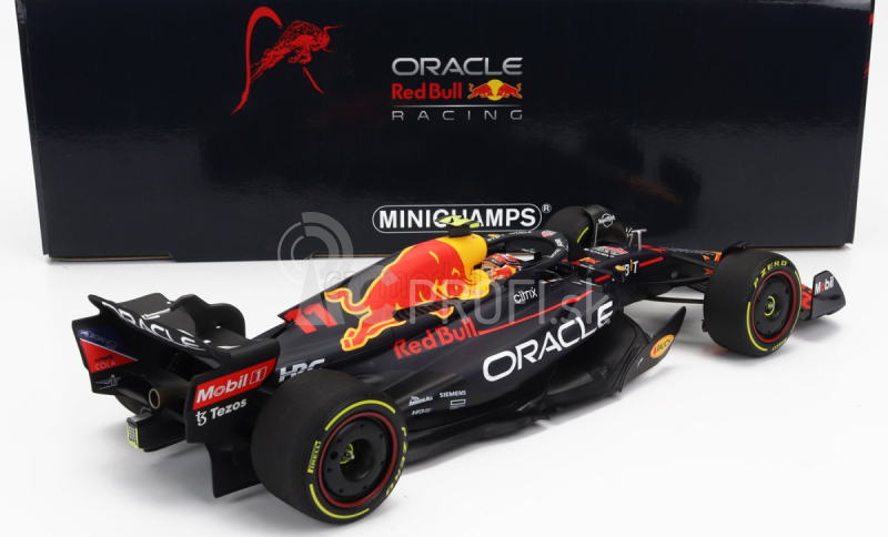 Minichamps Red bull F1 Rb18 Team Oracle Red Bull Racing N 11 Winner Singapore Gp 2022 Sergio Perez 1:18 Matná modrá žltá červená