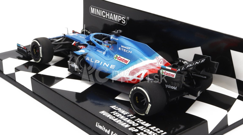 Minichamps Renault F1 A521 Renault E-tech 20b Team Alpine N 14 4th Hungary Gp 2021 Fernando Alonso 1:43 Blue Met Red White