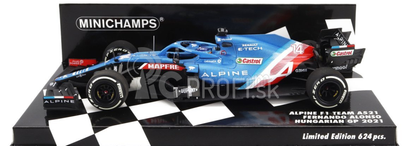 Minichamps Renault F1 A521 Renault E-tech 20b Team Alpine N 14 4th Hungary Gp 2021 Fernando Alonso 1:43 Blue Met Red White