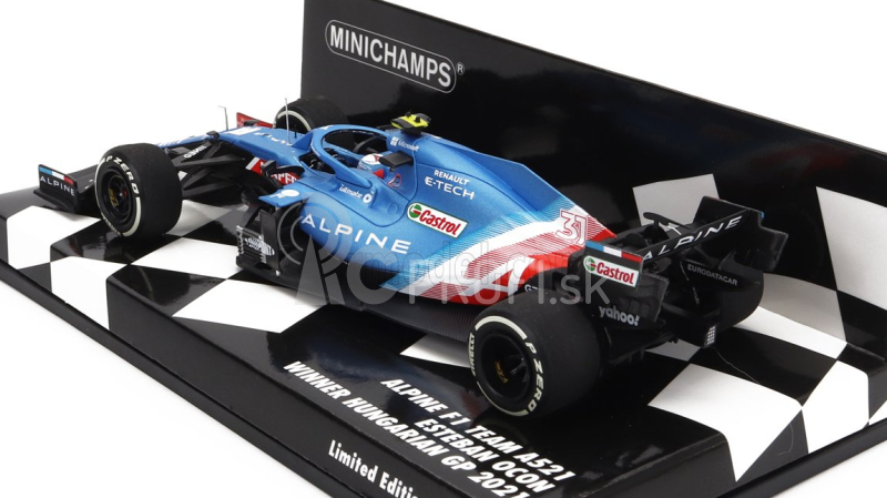 Minichamps Renault F1 A521 Renault E-tech 20b Team Alpine N 31 Winner Hungary Gp 2021 Esteban Ocon 1:43 Blue Met Red White