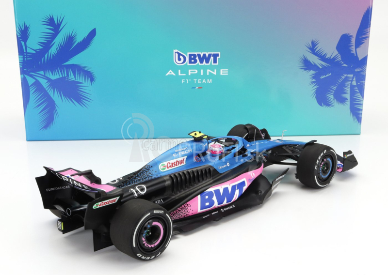 Minichamps Renault F1 A523 Team Bwt Alpine N 10 8th Miami Gp With Pit Board 2023 Pierre Gasly 1:18 Blue Black Pink