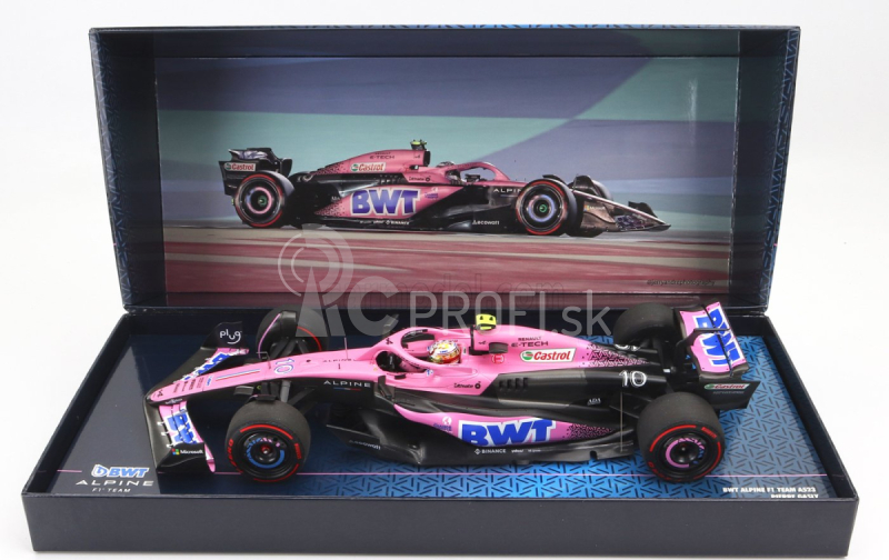 Minichamps Renault F1 A523 Team Bwt Alpine N 10 9th Bahrain Gp With Pit Board 2023 Pierre Gasly 1:18 Pink Black Blue