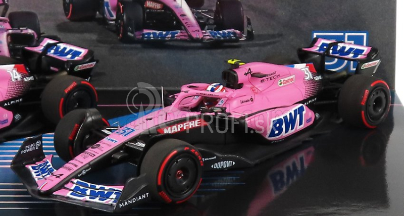 Minichamps Renault F1 Set 2x A522 Team Alpine Bwt N 14 Bahrain GP 2022 Fernando Alonso + N 31 Bahrain GP 2022 Esteban Ocon 1:43 Pink