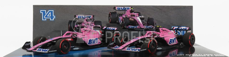 Minichamps Renault F1 Set 2x A522 Team Alpine Bwt N 14 Bahrain GP 2022 Fernando Alonso + N 31 Bahrain GP 2022 Esteban Ocon 1:43 Pink