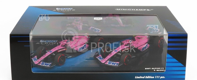 Minichamps Renault F1 Set 2x A522 Team Alpine Bwt N 14 Bahrain GP 2022 Fernando Alonso + N 31 Bahrain GP 2022 Esteban Ocon 1:43 Pink