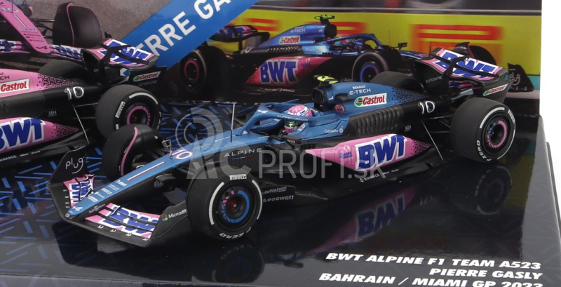 Minichamps Renault Set 2x F1 A523 Team Bwt Alpine N 10 9. GP Bahrajnu 2023 + N 10 8. GP Miami 2023 Pierre Gasly 1:43 Modrá čierna ružová