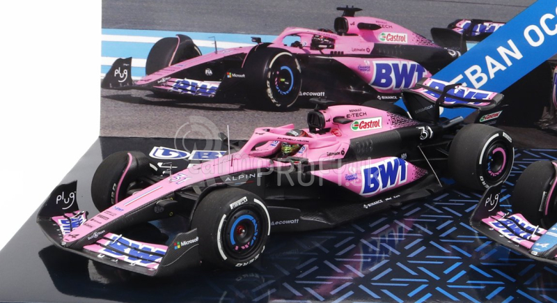 Minichamps Renault Set 2x F1 A523 Team Bwt Alpine N 31 8th Miami Gp 2023 + N 31 Bahrain Gp 2023 Esteban Ocon 1:43 Modrá čierna ružová