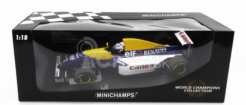 Minichamps Williams F1 Fw15c Renault N 2 Majster sveta sezóna 1993 Alain Prost 1:18 Modrá žltá biela