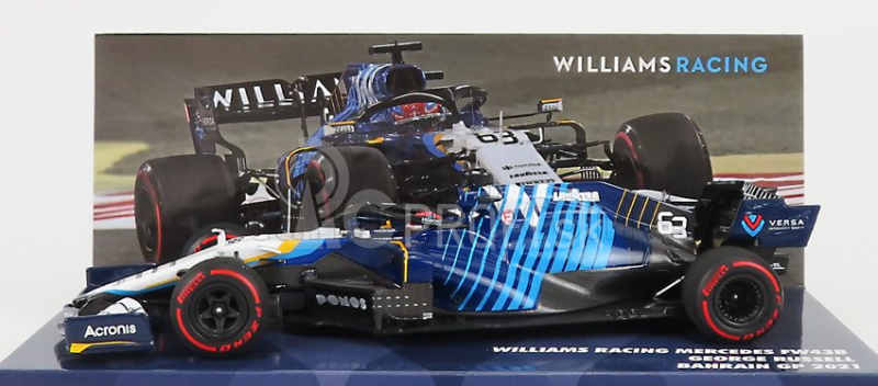 Minichamps Williams F1 Fw43b Mercedes M12 Eq Power+ Team Williams Racing N 63 Bahrain Gp 2021 George Russel 1:43 biela svetlomodrá