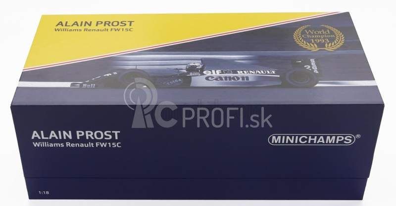 Minichamps Williams F1 Renault Fw15 Team Williams Canon N 2 Majster sveta Sezóna 1993 Alain Prost 1:18 Modrá Žltá Biela