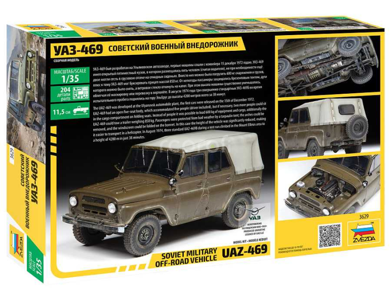 Model kit military 3629 - UAZ-469 sovietske terénne vozidlo 4WD (1:35)