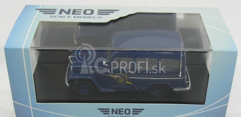 Modely v mierke Neo Jeep Willys Station Wagon Michigan State Police 1954 1:43 Modrá