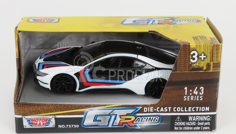 Motor-max BMW I8 Coupe Gt Racing 2018 1:43 Biela čierna modrá červená