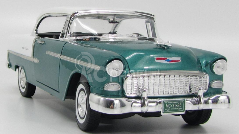 Motor-max Chevrolet Bel Air Cabriolet Uzavretý 1955 1:18 Zelená a biela