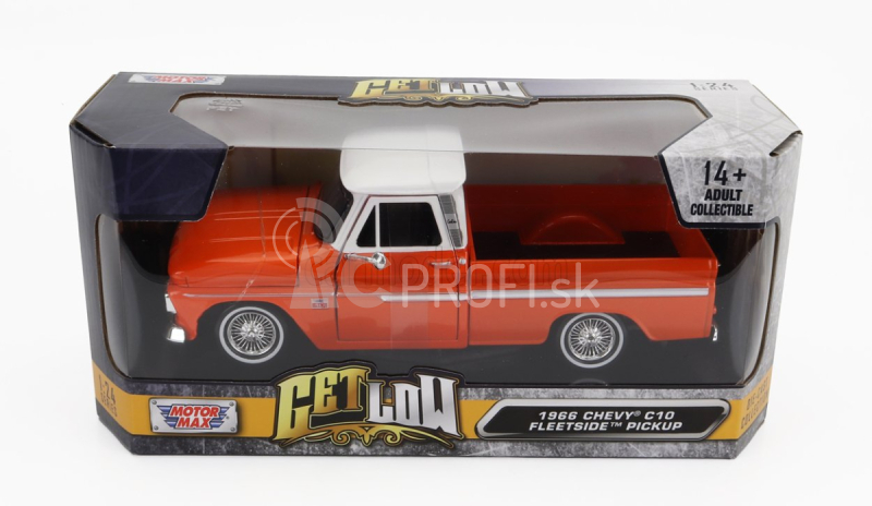 Motor-max Chevrolet C-10 Fleetside Pick-up Custom 1966 1:24 Oranžová s bielou